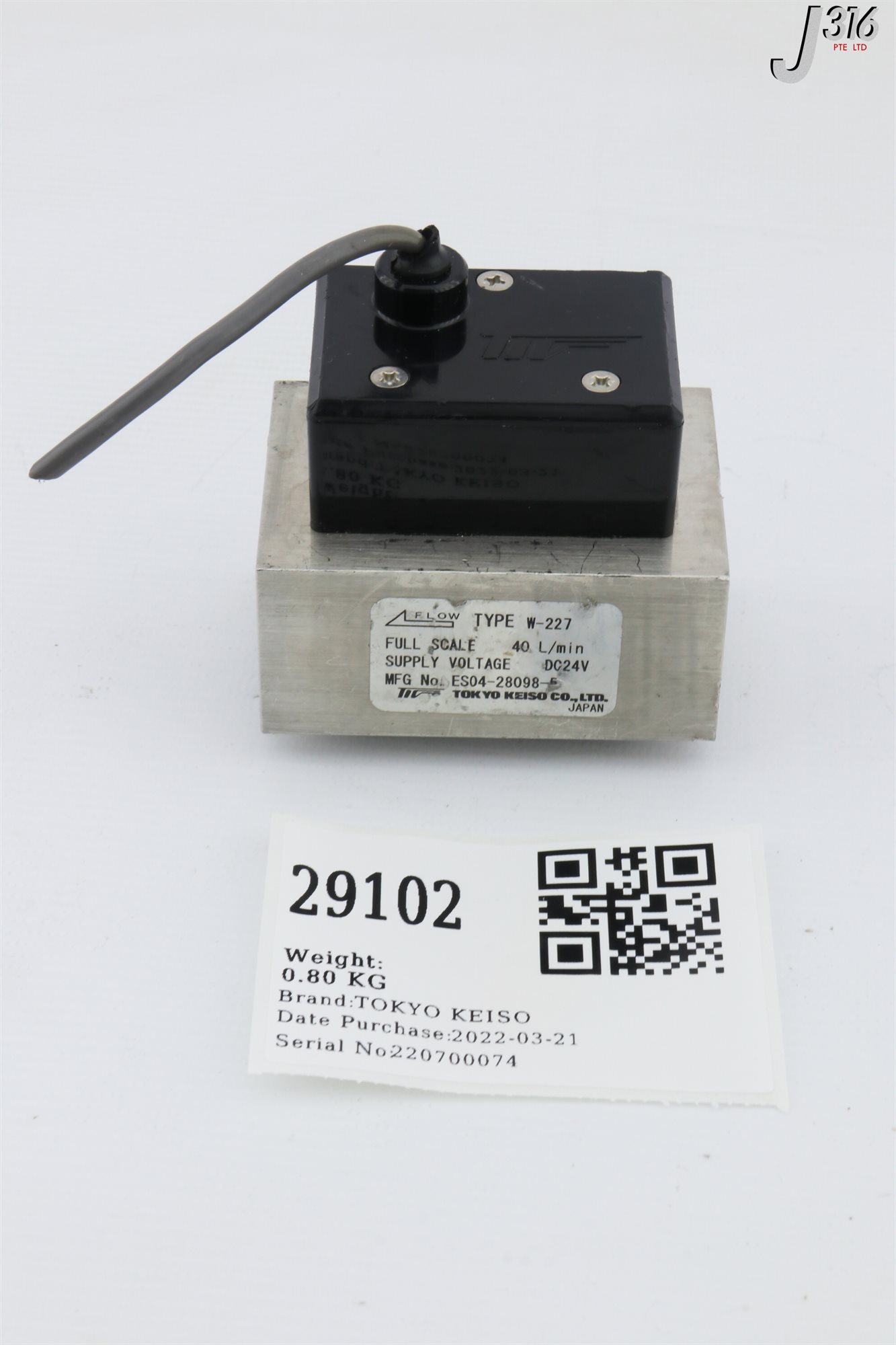 29102 TOKYO KEISO FLOWMETER, 40 L/MIN, SUPPLY VOLTAGE: DC24V, ES04